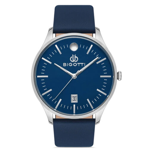 bigotti bg.1.10236-4 blue analog dial mens watch in leather strap