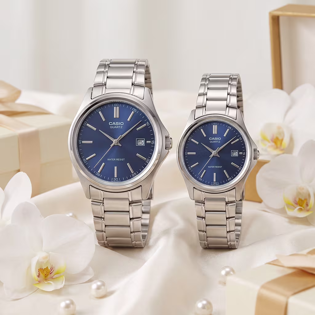 Casio classic blue dial modern and elegant couple wrist watches