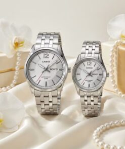 Casio Anniversary Gift Watch Set for Parents & Couples | Premium Silver Dial Couple Watches Pakistan