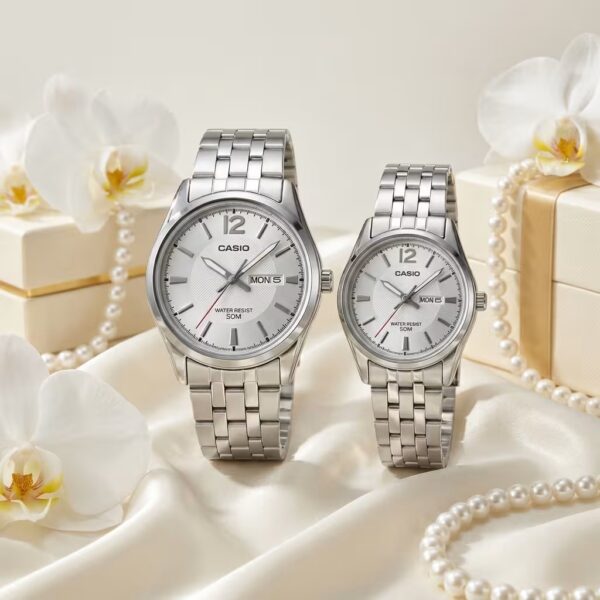 Casio Anniversary Gift Watch Set for Parents & Couples | Premium Silver Dial Couple Watches Pakistan