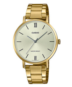 casio LTP-VT01G-9B golden stainless steel analog roman dial female gift watch