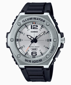 casio mwa-100h-7a silver analog dial black resin strap men's diver sports wrist watch
