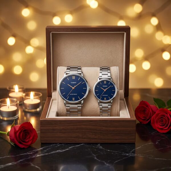 Minimalist Blue Dial Premium Couple Watches Pakistan Gift Set - Image 3