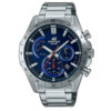 casio efr-573d-2a blue chronograph dial siler stainless steel mens dress watch