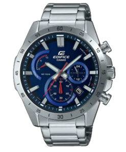 casio efr-573d-2a blue chronograph dial siler stainless steel mens dress watch
