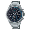 casio efr-s572D-1a black analog chronograph dial silver stainless steel sporty design mens watch