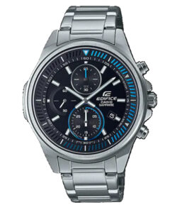casio efr-s572D-1a black analog chronograph dial silver stainless steel sporty design mens watch