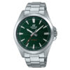 casio edifice efv-140d-3a classic green analog dial silver stainless steel chain mens gift watch