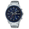 casio efv-610db-2a blue analog chronograph dial silver stainless steel mens sports watch