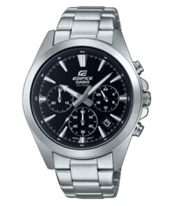 casio efv-630D-1A silver stainless steel black analog chronograph dial mens dress watch