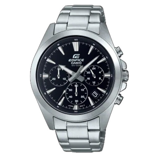 casio efv-630D-1A silver stainless steel black analog chronograph dial mens dress watch