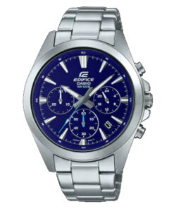 casio efv-630D-2A blue analog chronograph dial mens watch in silver stainless steel