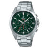 casio efv-630D-3A green analog chronograph dial mens gift watch in silver stainless steel
