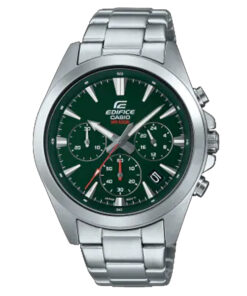 casio efv-630D-3A green analog chronograph dial mens gift watch in silver stainless steel