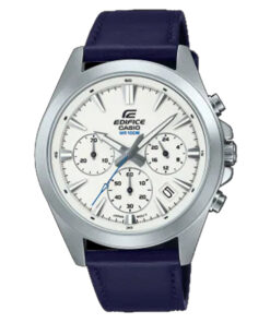 casio efv-630L-7A blue leather band white analog chronograph dial mens casual watch