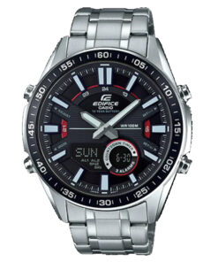casio efv-c100d-1a black analog digital dial silver stainless steel mens gift watch