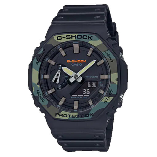 casio g-shock ga-2100su-1adr world time douple led light mens watch in black resin band