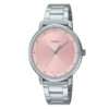 casio-ltp-b115d-4e analog pink dial stainless steel female wrist watch