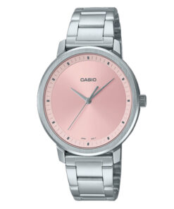 casio-ltp-b115d-4e analog pink dial stainless steel female wrist watch