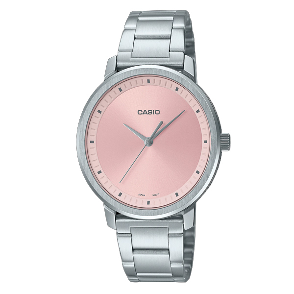 Casio LTP-B115D-4E Pink Dial Silver Chain Ladies Dress Watch