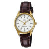 casio ltp-v005gl-7b brown analog numeric white dial female dress watch