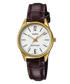 casio ltp-v005gl-7b brown analog numeric white dial female dress watch