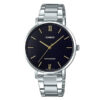 casio ltp-vt01d-1b silver chain black analog dial female gift watch