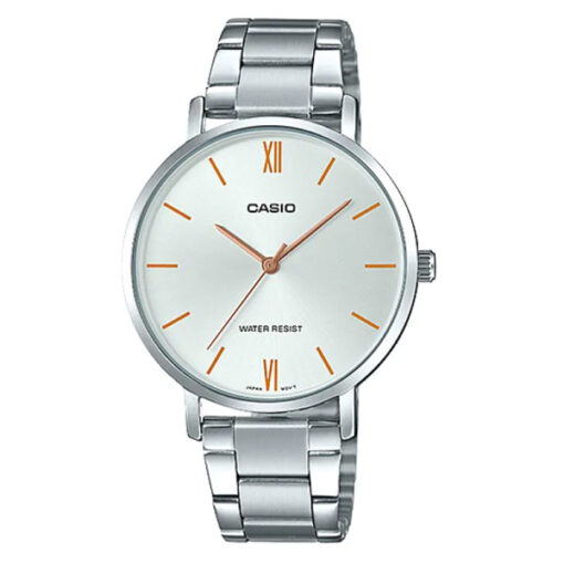 casio-ltp-vt01d-7b silver stainless silver analog roman dial female gift watch