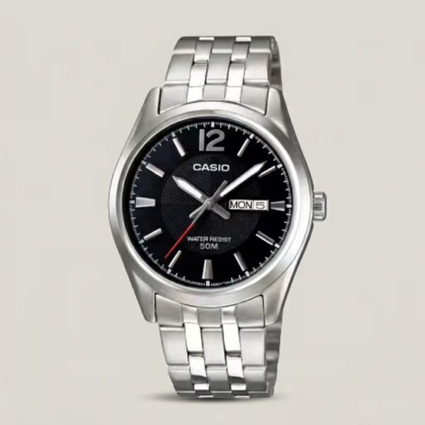 Casio MTP-1335D-1A Men's Black Dial Day Date Stainless Steel Watch | Original Casio Pakistan