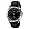 casio mtp-1370l-1a black leather band black analog dial men's wrist watch