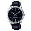 casio mtp-v005l-1b black leather band black analog numeric dial men's wrist watch
