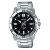 casio mtp-vd01d-1e balck analog dial silver stainless steel enticer men's wrist watch