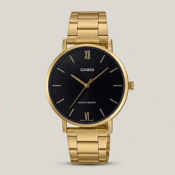 Casio MTP-VT01G-1B Golden Chain Black Dial Men's Gift Watch