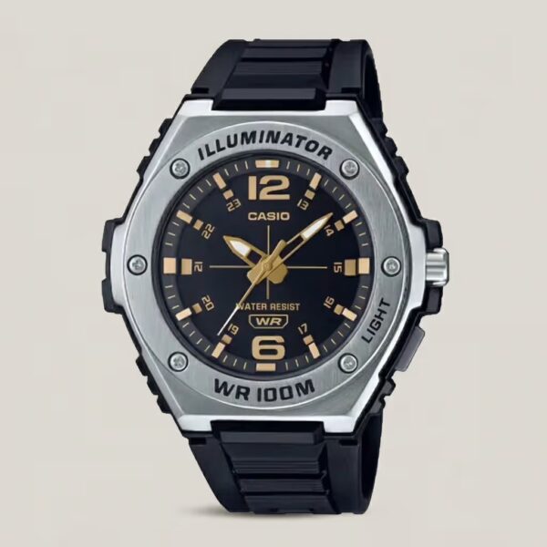 casio mwa-100h-1a2 black resin strap balck analog dial men's casual watch