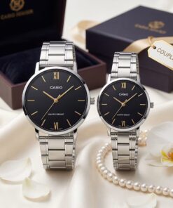 Elegant Silver Couple Watches | Original Casio Matching Watch Set