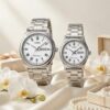 Anniversary Gift Watches for Couples | Casio White Roman Dial Silver Couple Watch Set
