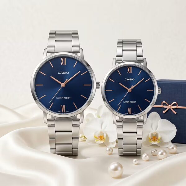 Minimalist Blue Dial Couple Watches Pakistan | Premium Casio His & Her Gift Set