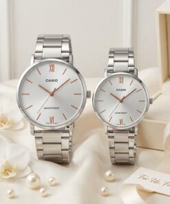 Elegant Silver Couple Watch Set Pakistan | Premium Casio Wedding & Anniversary Gift