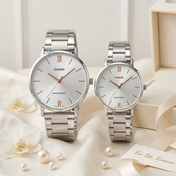 Elegant Silver Couple Watch Set Pakistan | Premium Casio Wedding & Anniversary Gift