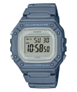 casio w-218hc-2a blue resin band men's digital wrist watch