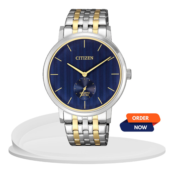 Citizen BE-9174-55L two tone stainless steel & blue simple analog dial men’s gift wrist watch