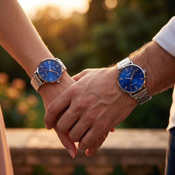Alternative view of Luxury Blue Dial Couple Watches Pakistan | Casio Gift Watch Set