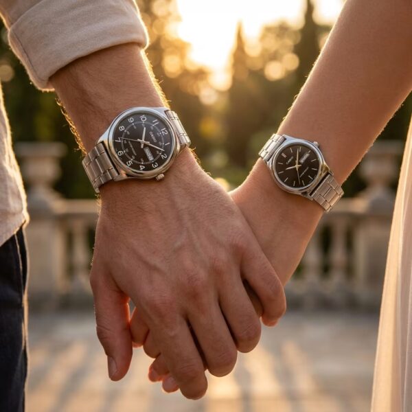 Alternative view of Casio Black Dial Stainless Steel Couple Watch Set Pakistan