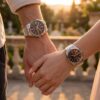 Couple holding hand wearing Casio MTP 1335D 1A2 and LTP 1335D 1A2 gift watches