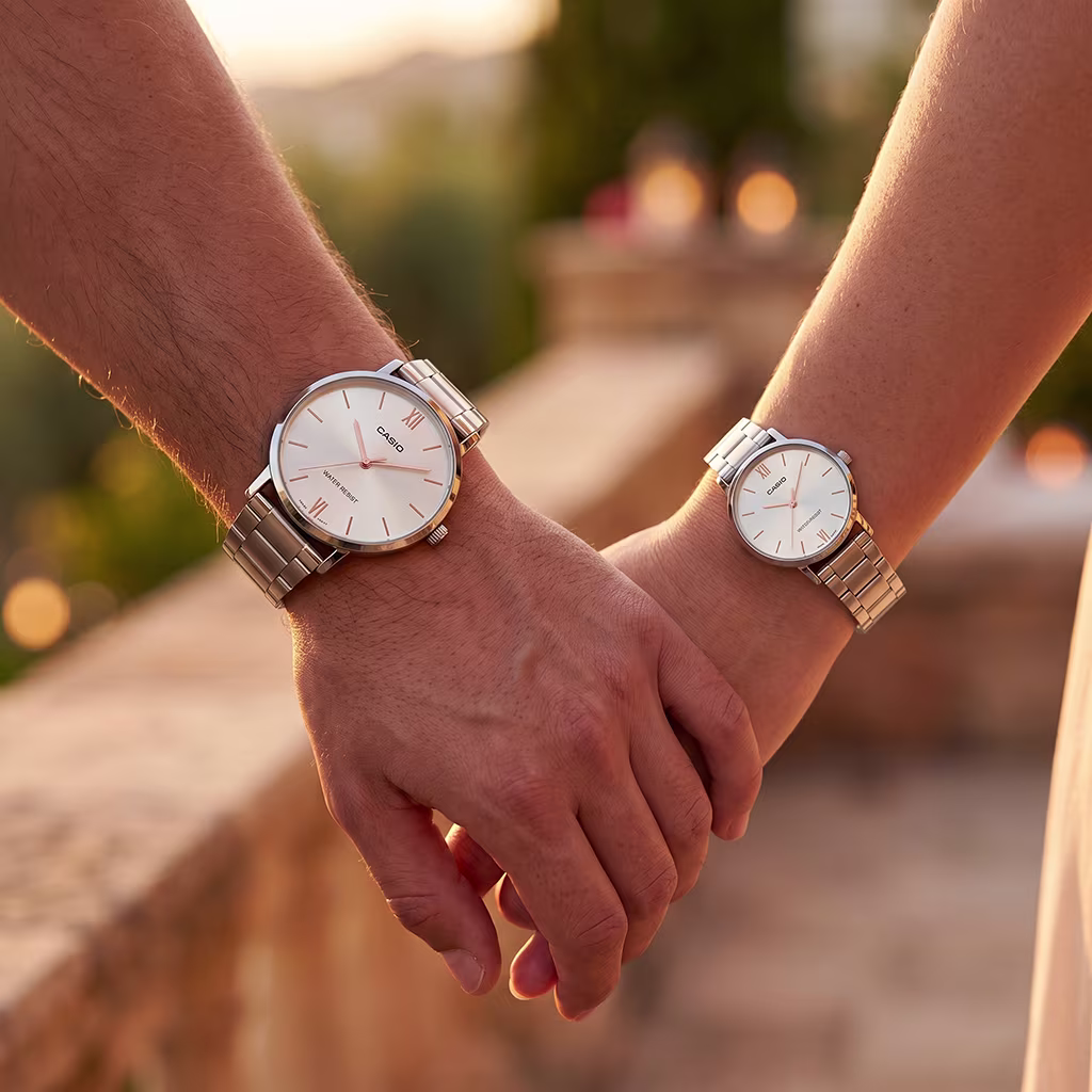 Elegant Silver Couple Wedding & Anniversary Watches Pakistan - Image 2