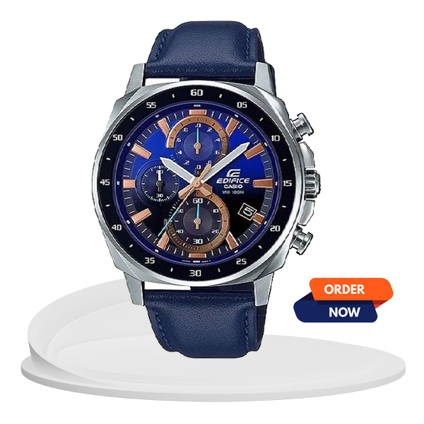 EFV 600L 2AV blue chronograph leather strap mens executive watch