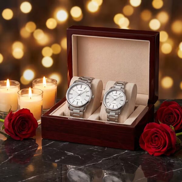 Original Casio Silver Anniversary Couple Watches Pakistan - Image 3