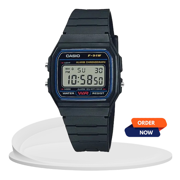 Casio F-91W-1DG Classic Youth Vintage Series Resin Band Digital Watch With 7 Years Battery & resin casual strap