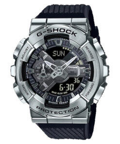 casio g-shock gm-110-1a stainless steel bezel mens stylish black resin band watch
