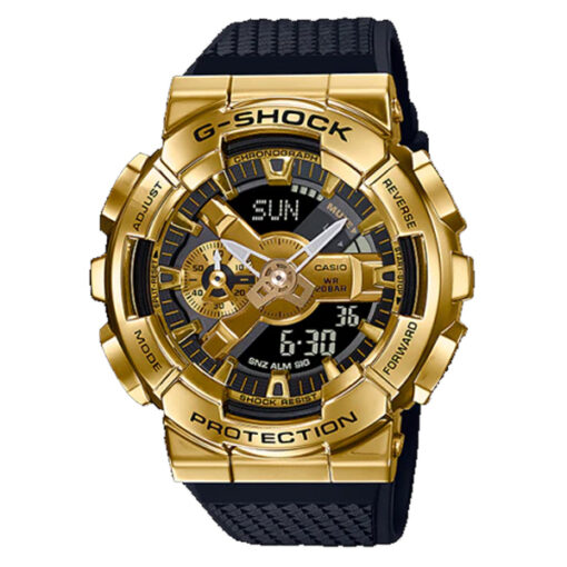 casio g-shock gm-110g-1a9 golden bezel mens watch in black resin band